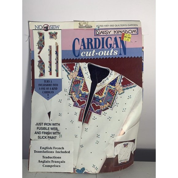 Daisy Kingdom Cardigan Cut-Outs No-Sew Fabric Appliqué Garden Grandma - Picture 3 of 3